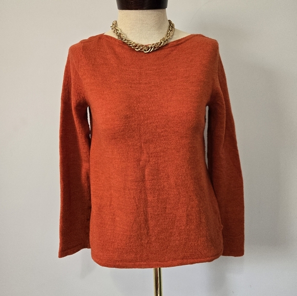 PAUL COSTELLOE Merino Wool Rust Orange Long Sleeve Sweater - Picture 2 of 10